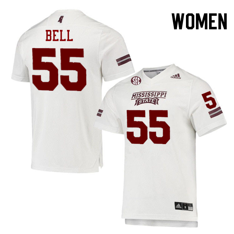 Women #55 Leon Bell Mississippi State Bulldogs College Football Jerseys Stitched-White